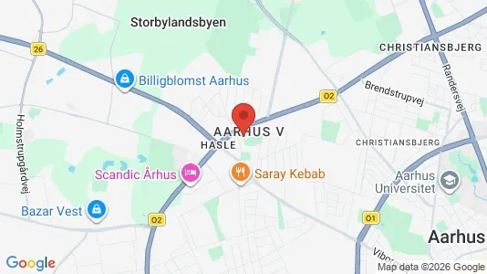 Lejligheder til leje i Århus V - kort over placeringen