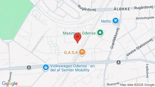 Lejligheder til leje i Odense V - kort over placeringen