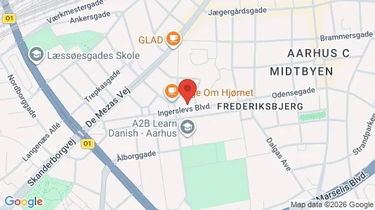 Lejligheder til leje i Århus C - kort over placeringen