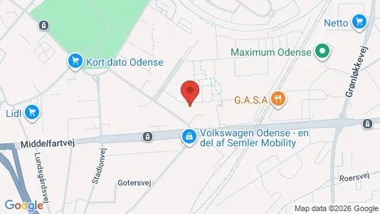 Lejligheder til leje i Odense V - kort over placeringen