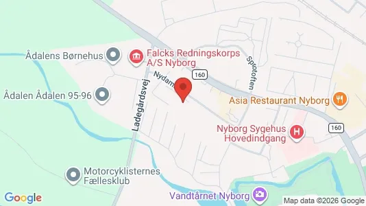 Lejligheder til leje i Nyborg - kort over placeringen
