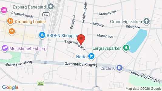 Lejligheder til leje i Esbjerg Centrum - kort over placeringen