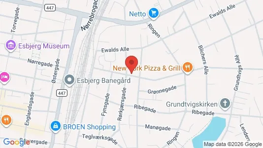 Lejligheder til leje i Esbjerg Centrum - kort over placeringen