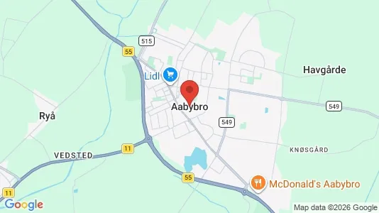 Huse til leje i Aabybro - kort over placeringen