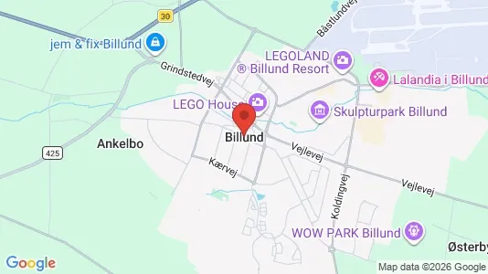 Huse til leje i Billund - kort over placeringen