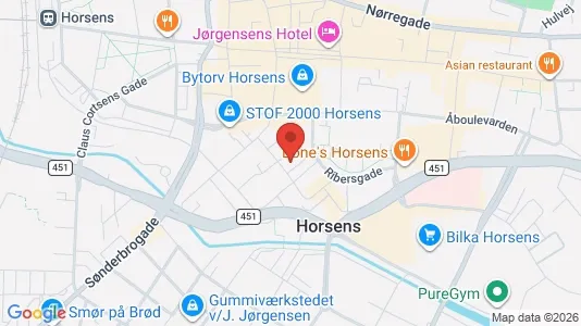 Lejligheder til leje i Horsens - kort over placeringen