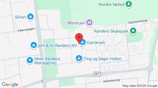 Lejligheder til leje i Randers NØ - kort over placeringen